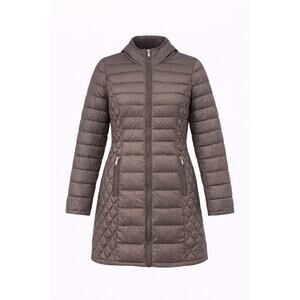 Michael Kors Gray Puffer Parker Jacket Womens Size S Designer Quilted Down Cosy